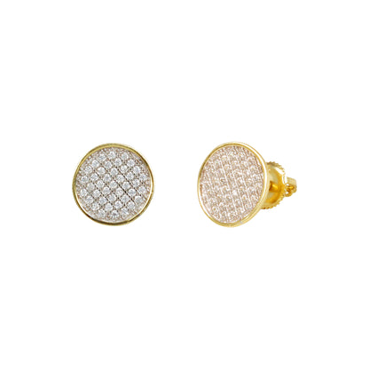 10mm Round Pave Set Cubic Zirconia Earrings - SSE-948