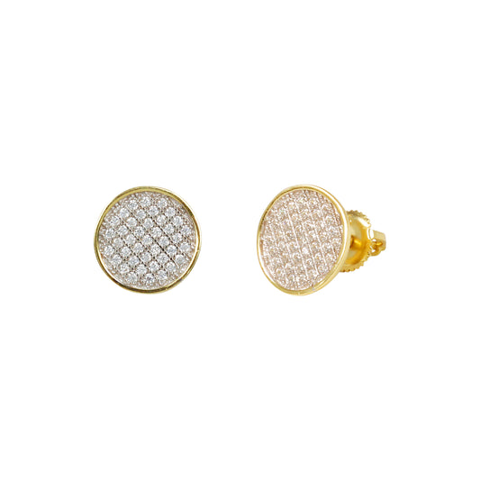 10mm Round Pave Set Cubic Zirconia Earrings - SSE-948