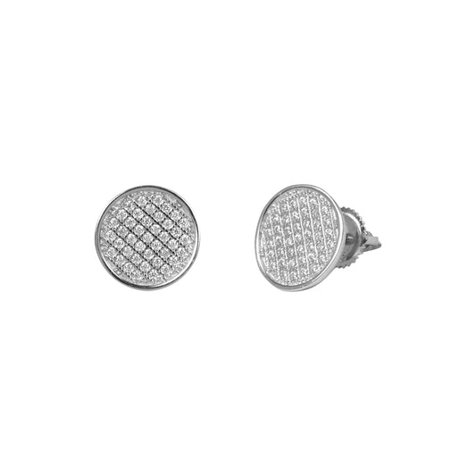 10mm Round Pave Set Cubic Zirconia Earrings - SSE-948