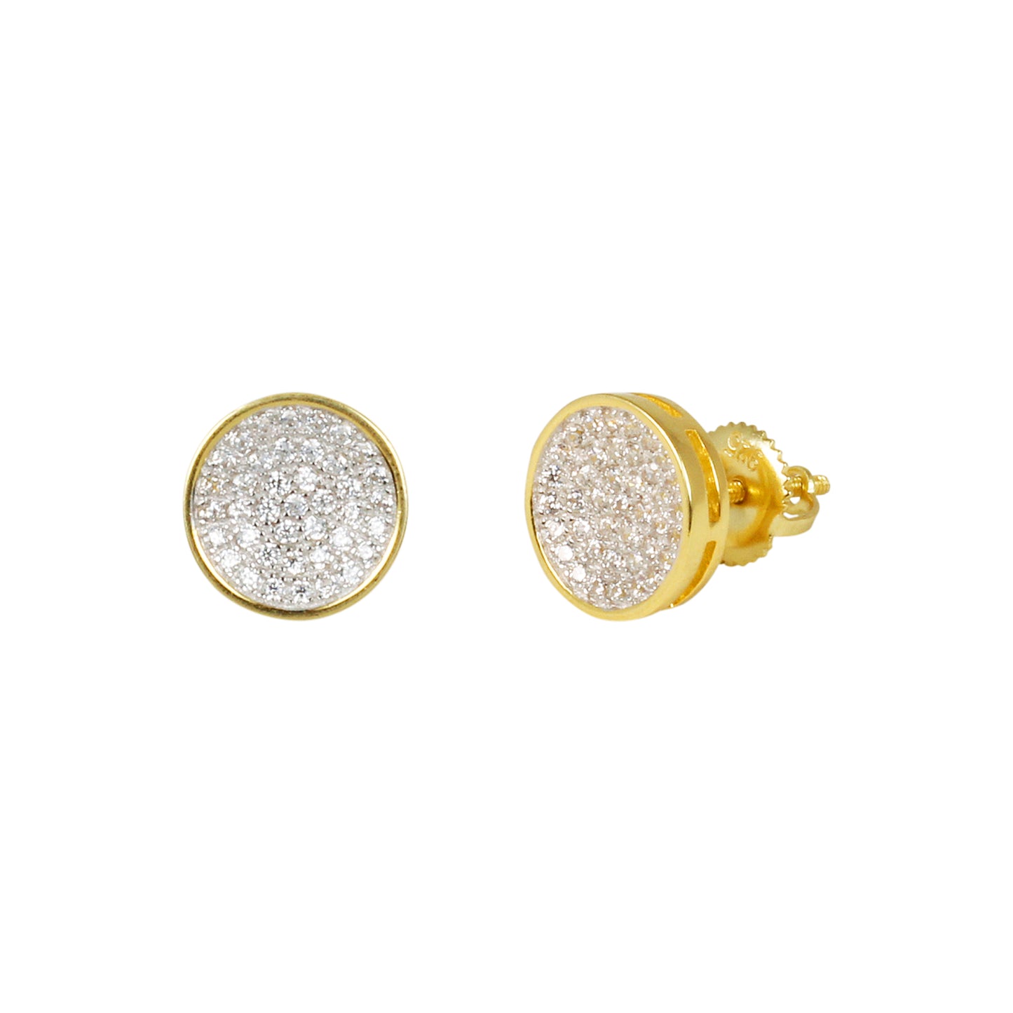 9mm Round Pave Set Cubic Zirconia Earrings - SSE-949