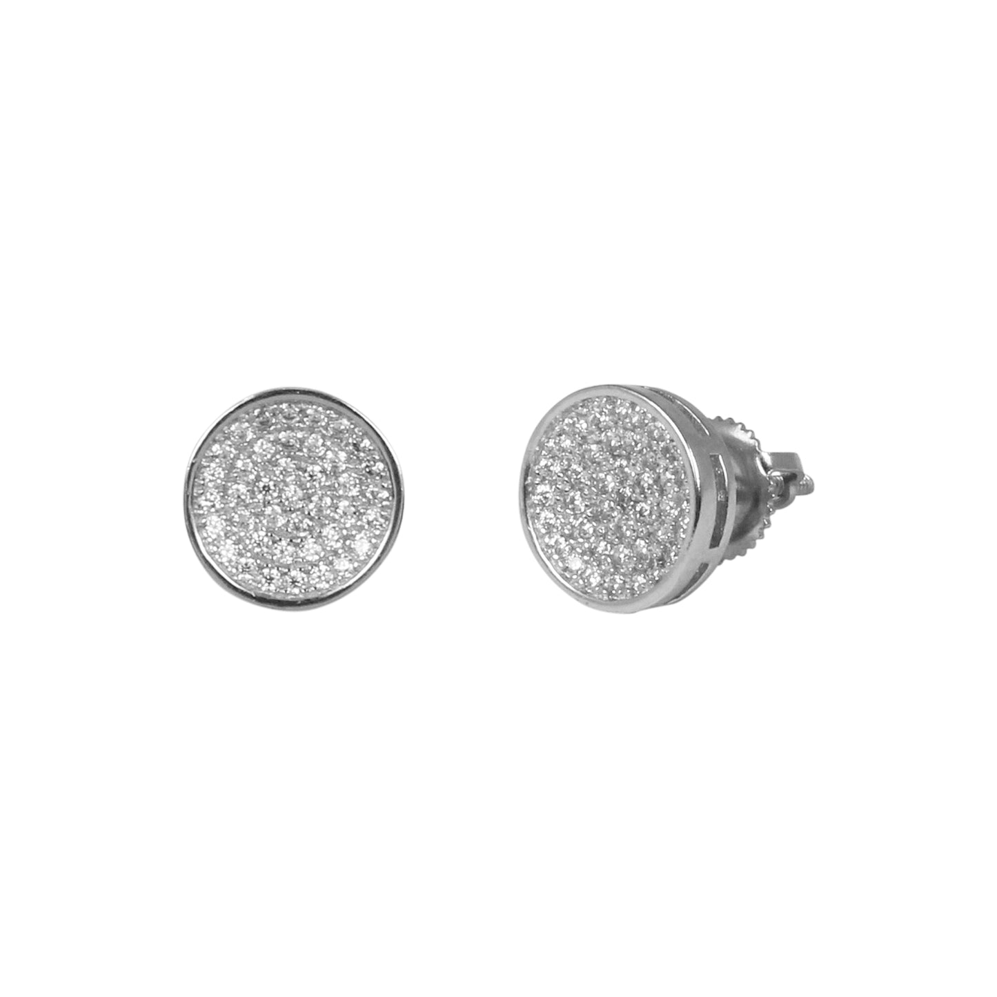 9mm Round Pave Set Cubic Zirconia Earrings - SSE-949