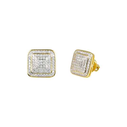 11mm Square Cluster Cubic Zirconia Earrings - SSE-951