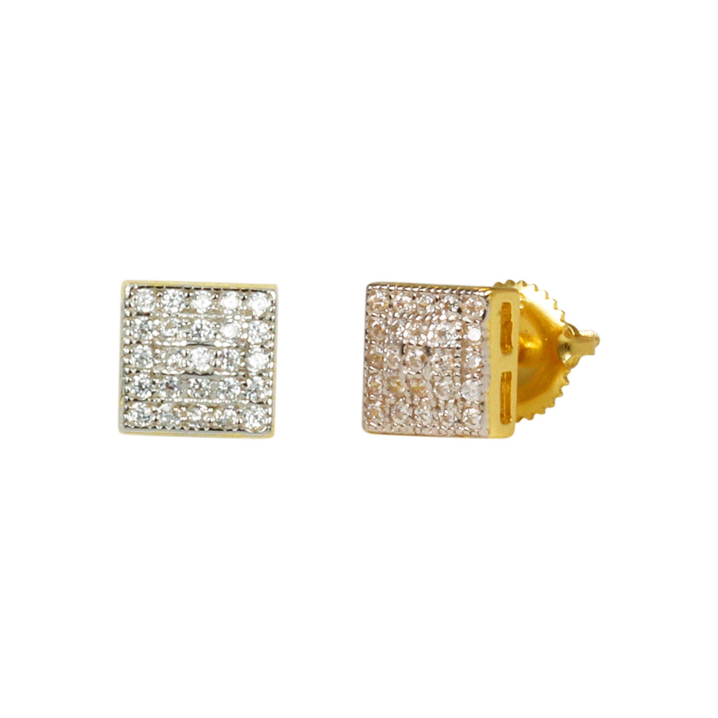 6mm Square Cluster Cubic Zirconia Earrings - SSE-952