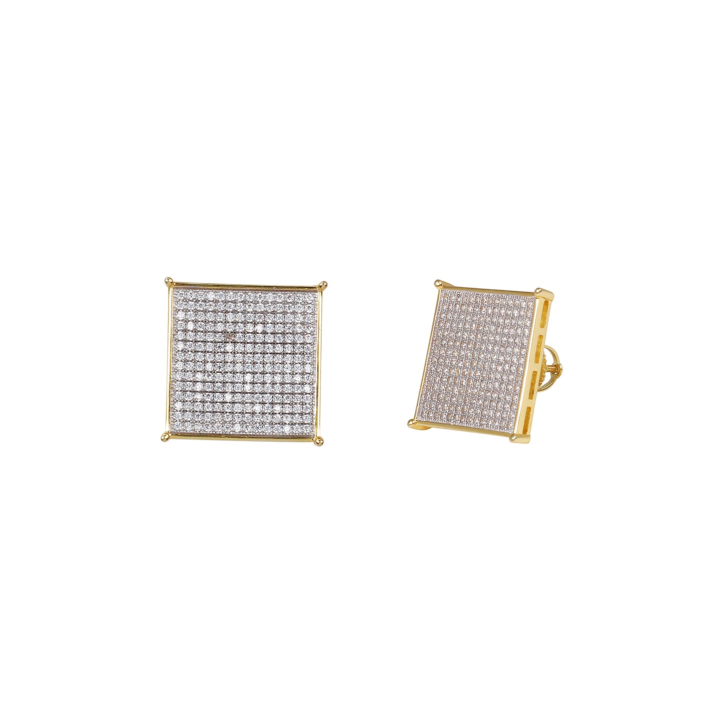 18mm Square Pave Set Cubic Zirconia Earrings - SSE-953