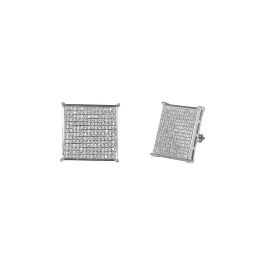 18mm Square Pave Set Cubic Zirconia Earrings - SSE-953