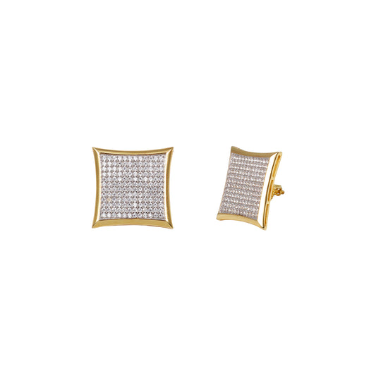 18mm Square Pave Set Cubic Zirconia Earrings - SSE-954
