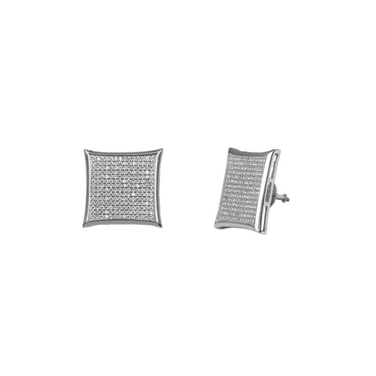 20mm Square Pave Set Cubic Zirconia Earrings - SSE-955