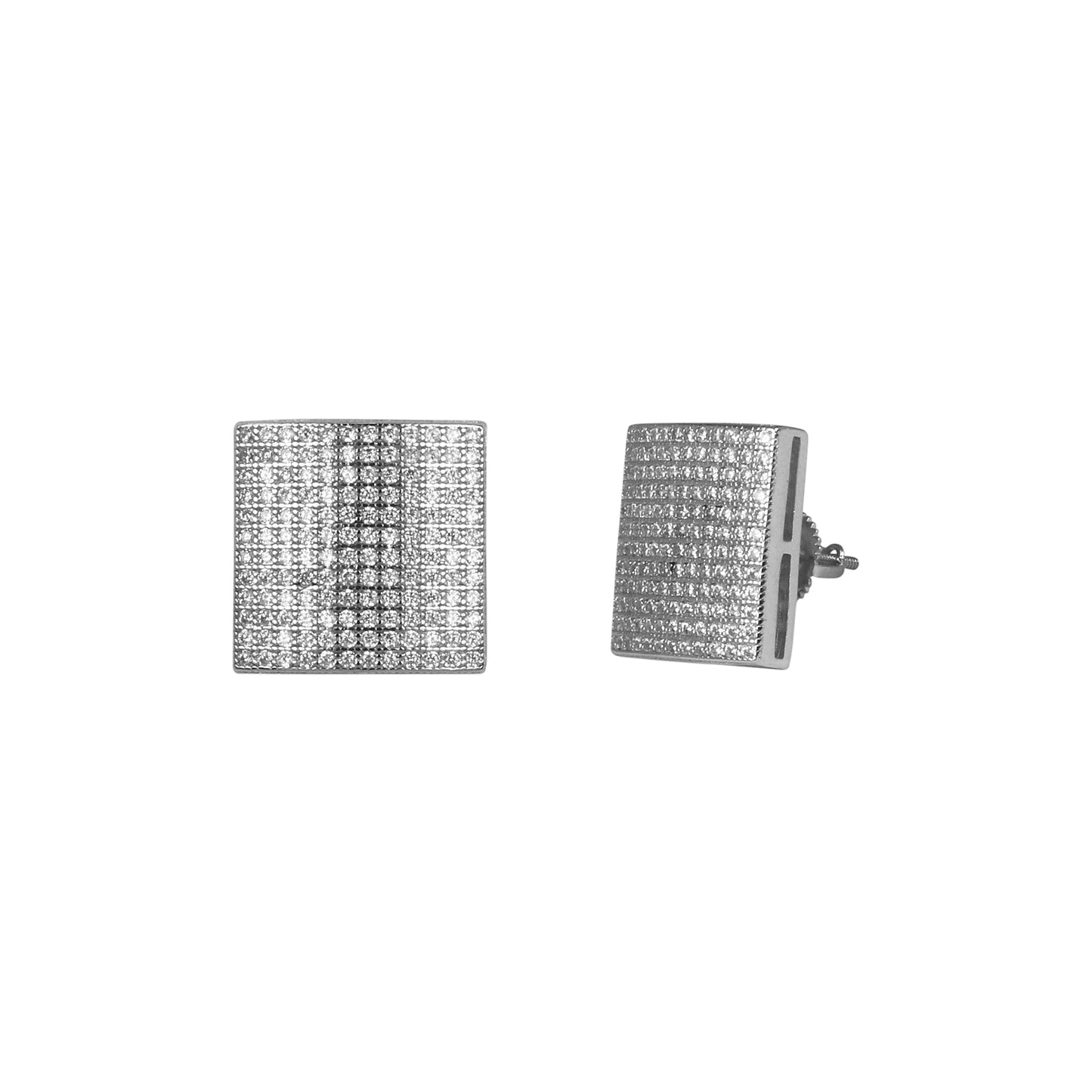15mm Square Pave Set Cubic Zirconia Earrings - SSE-956