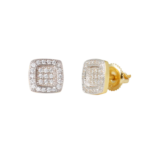 8mm Square Cluster Cubic Zirconia Earrings - SSE-959