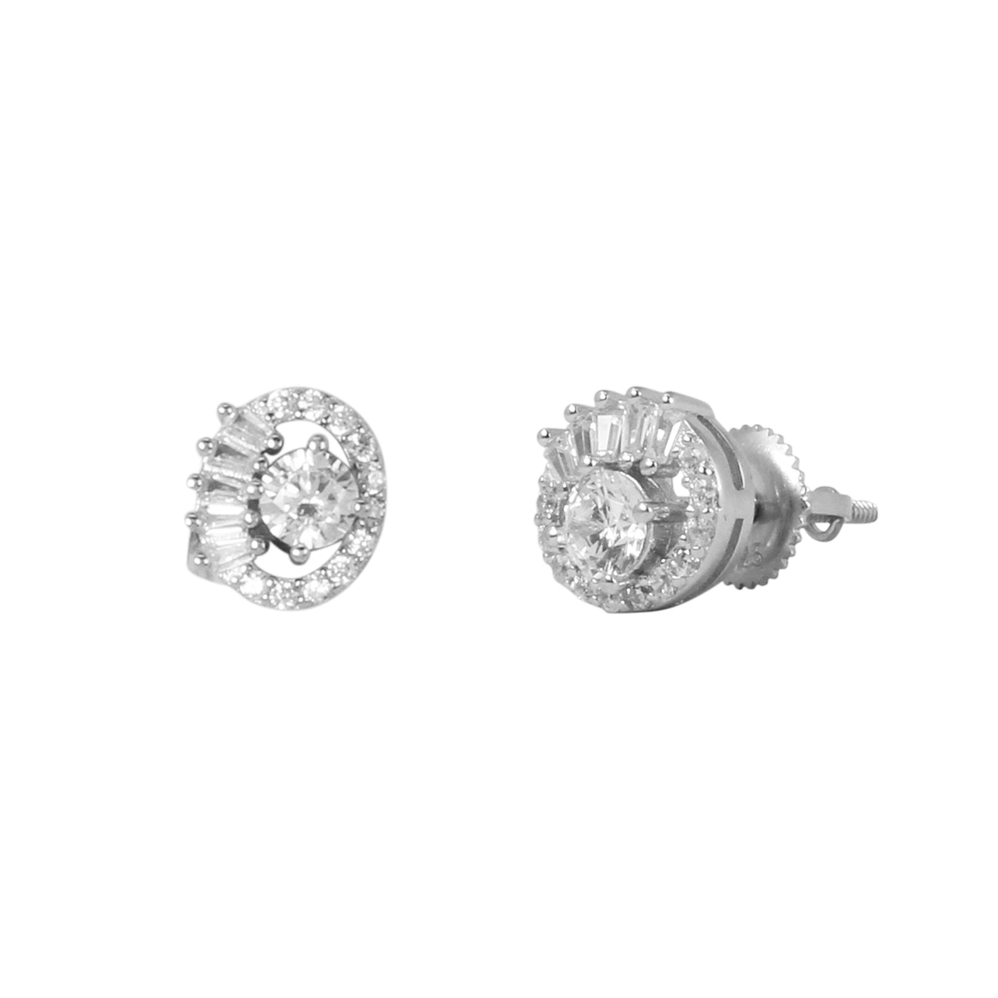 9mm Round Solitaire Cubic Zirconia Earrings - SSE-967