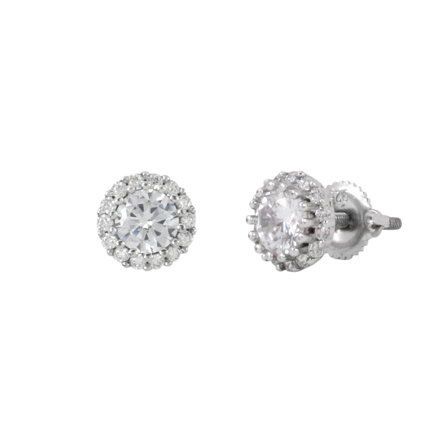 7mm Round Solitaire Cubic Zirconia Earrings - SSE-970