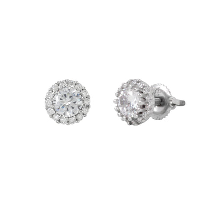 7mm Round Solitaire Cubic Zirconia Earrings - SSE-970