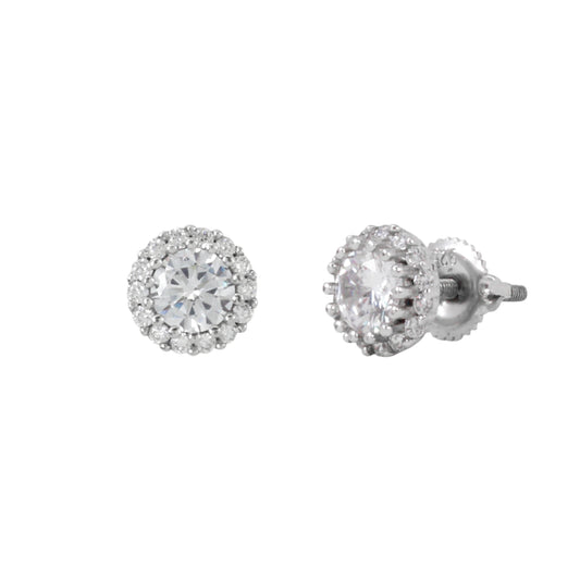 7mm Round Solitaire Cubic Zirconia Earrings - SSE-970