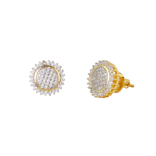 10mm Round Cluster Cubic Zirconia Earrings - SSE-971