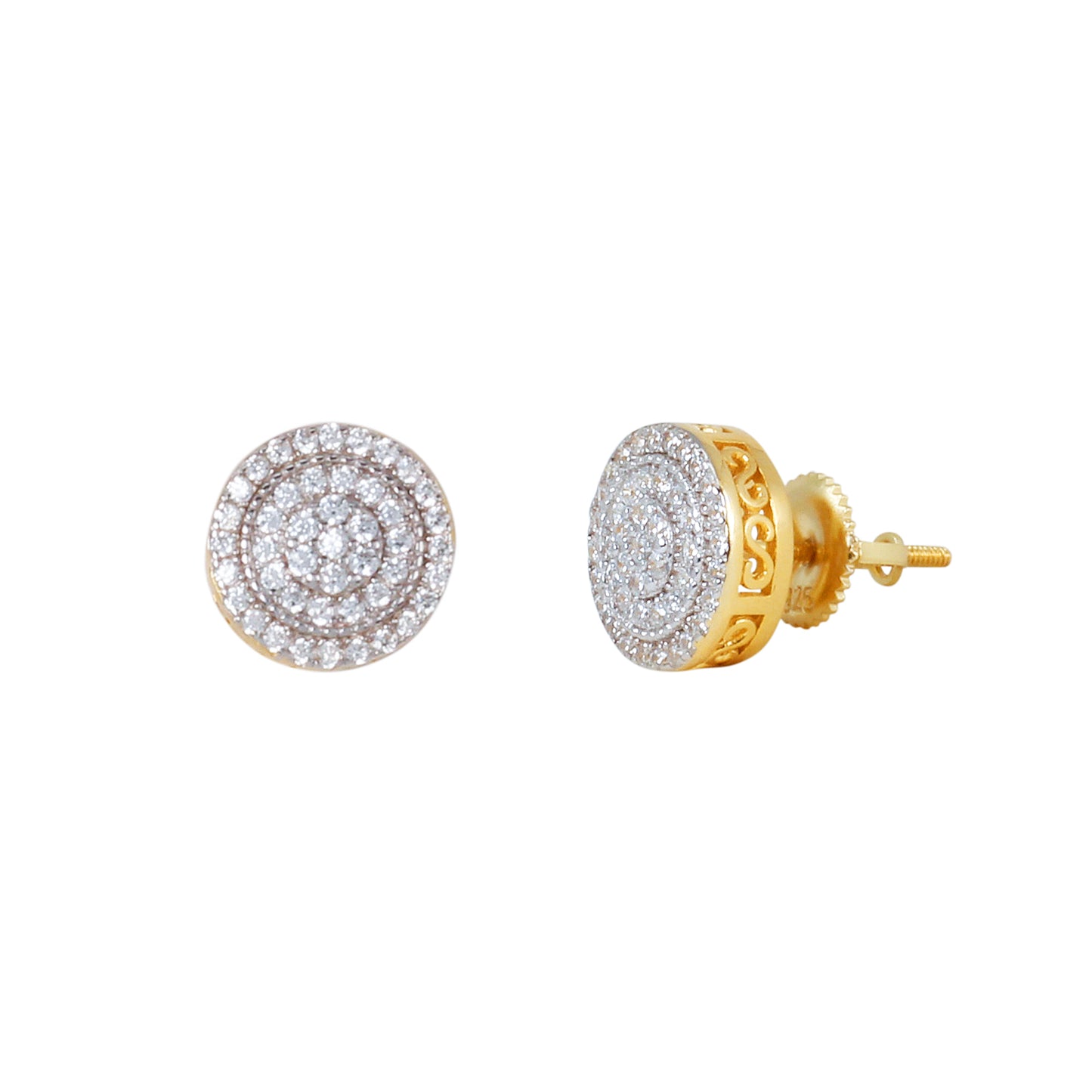 10mm Round Cluster Cubic Zirconia Earrings - SSE-973