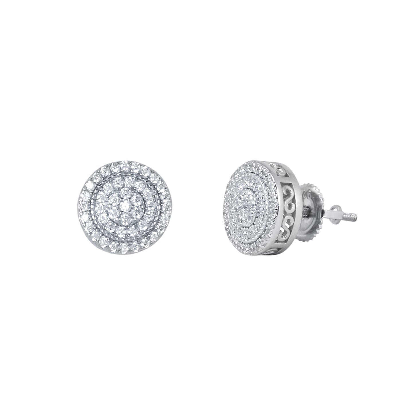 10mm Round Cluster Cubic Zirconia Earrings - SSE-973