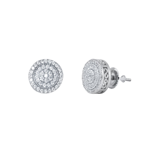 10mm Round Cluster Cubic Zirconia Earrings - SSE-973