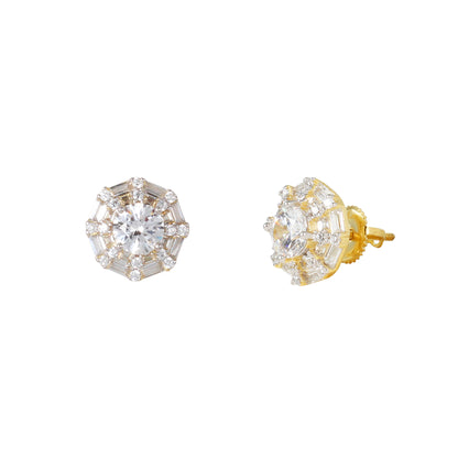 10mm Round Solitaire Cubic Zirconia Earrings - SSE-978