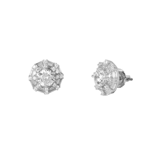 10mm Round Solitaire Cubic Zirconia Earrings - SSE-978