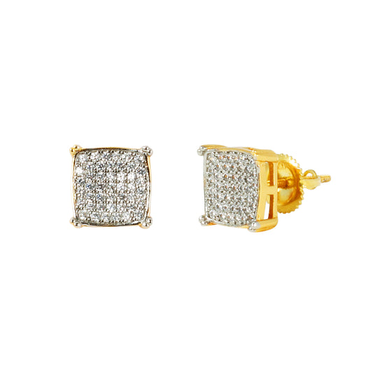8mm Square Pave Set Cubic Zirconia Earrings - SSE-993