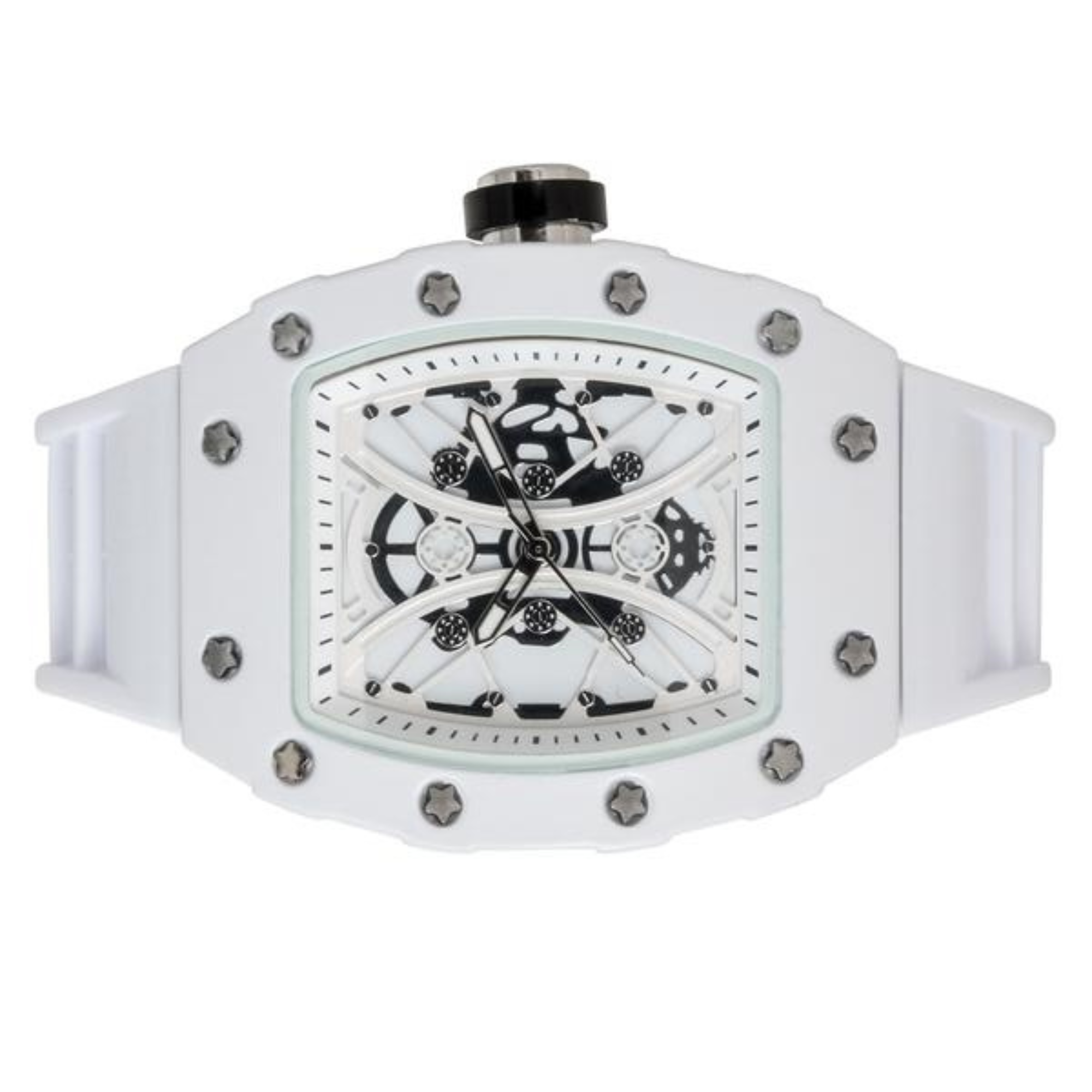 Men's Silicone Band Watch 45mm White - Tonneau Bezel