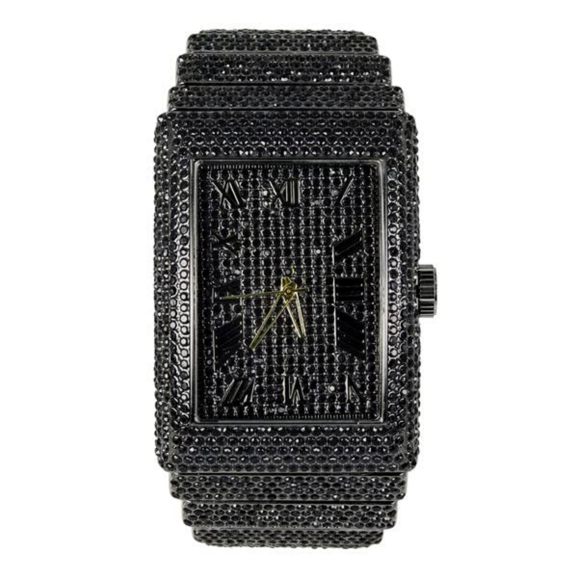 Men's Rectangle Chandelier Watch 40mm Black - Fully Iced Band