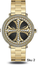 Urban Iced-Out Cross Dial Metal Band Watch - 10358-MB