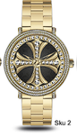Urban Iced-Out Cross Dial Metal Band Watch - 10358-MB