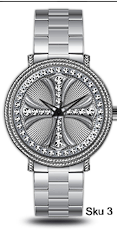 Urban Iced-Out Cross Dial Metal Band Watch - 10358-MB