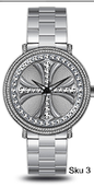 Urban Iced-Out Cross Dial Metal Band Watch - 10358-MB