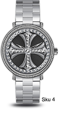Urban Iced-Out Cross Dial Metal Band Watch - 10358-MB