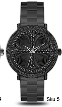 Urban Iced-Out Cross Dial Metal Band Watch - 10358-MB