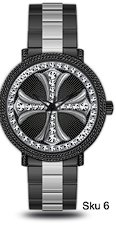 Urban Iced-Out Cross Dial Metal Band Watch - 10358-MB