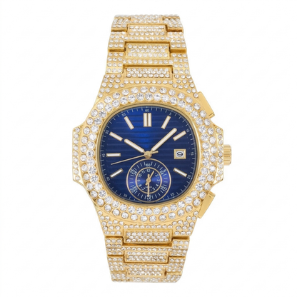 Urban Iced-Out Full Stone Metal Band Watch - 10090A-MB