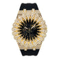 Luxury watch with gold and black design on a white background