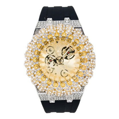 Luxury watch with gold and silver design on a white background