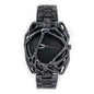 Black geometric watch on a white background