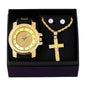 Watch and Cross Necklace with Earrings Gift Set - W1K-103