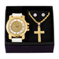 Watch and Cross Necklace with Earrings Gift Set - W1K-103
