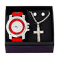 Watch and Cross Necklace with Earrings Gift Set - W1K-103