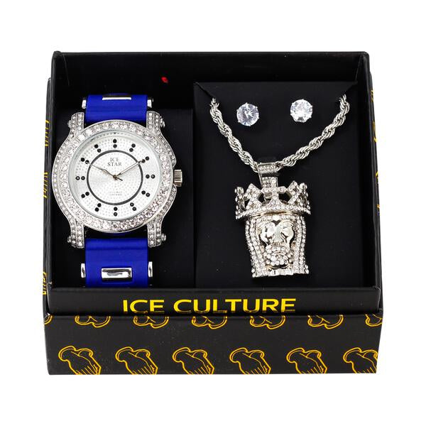 Watch and Jesus is king Necklace with Earrings Gift Set - W1K-104