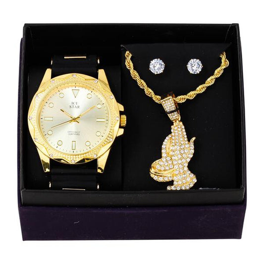 Watch and Always Prayers Necklace with Earrings Gift Set - W1K-107