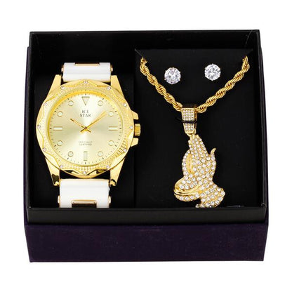 Watch and Always Prayers Necklace with Earrings Gift Set - W1K-107