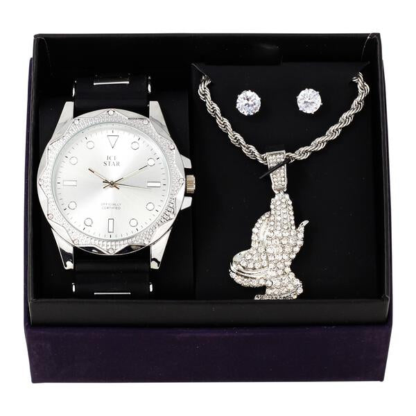 Watch and Always Prayers Necklace with Earrings Gift Set - W1K-107