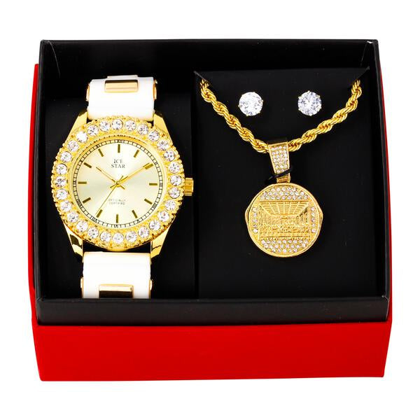 Watch and Last Supper Necklace with Earrings Gift Set - W1K-108