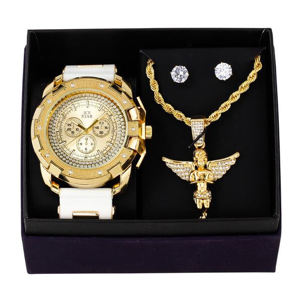 Watch and Angel Necklace with Earrings Gift Set - W1K-109