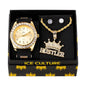 Watch and Hustler Necklace with Earrings Gift Set - W1K-113