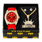 Watch and Hustler Necklace with Earrings Gift Set - W1K-113