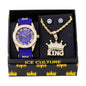 Watch and King Crown Necklace with Earrings Gift Set - W1K-117