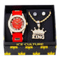 Watch and King Crown Necklace with Earrings Gift Set - W1K-117